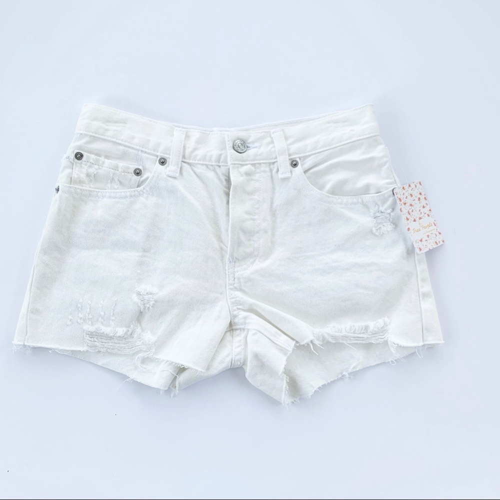 Free People Sophia High Waist White Denim Shorts 30 NWT - Picture 6 of 8